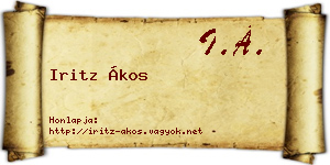 Iritz Ákos névjegykártya