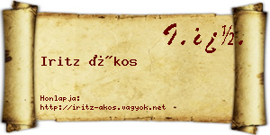 Iritz Ákos névjegykártya